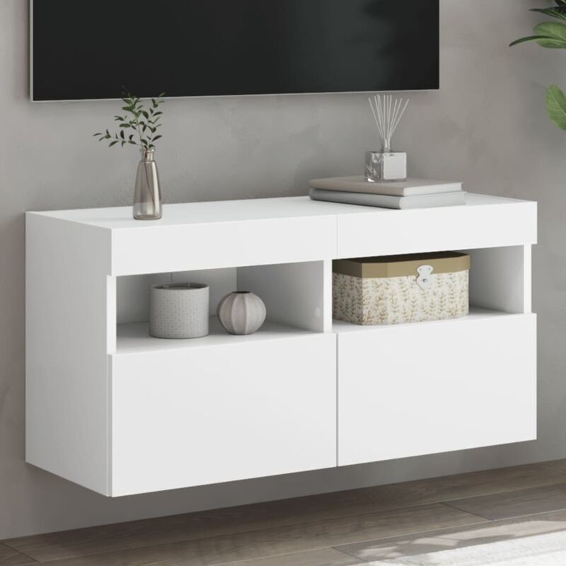 foto del prodotto vidaxl mobile tv a parete con luci led bianco 80x30x40 cm