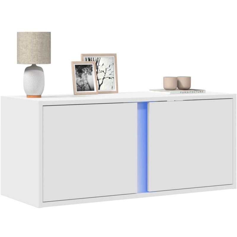foto del prodotto vidaxl mobile tv a parete con luci led bianco 80x31x35 cm