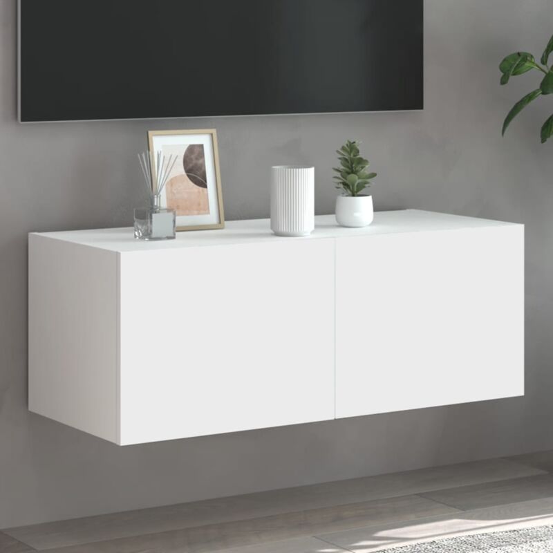 foto del prodotto vidaxl mobile tv a parete con luci led bianco 80x35x31 cm