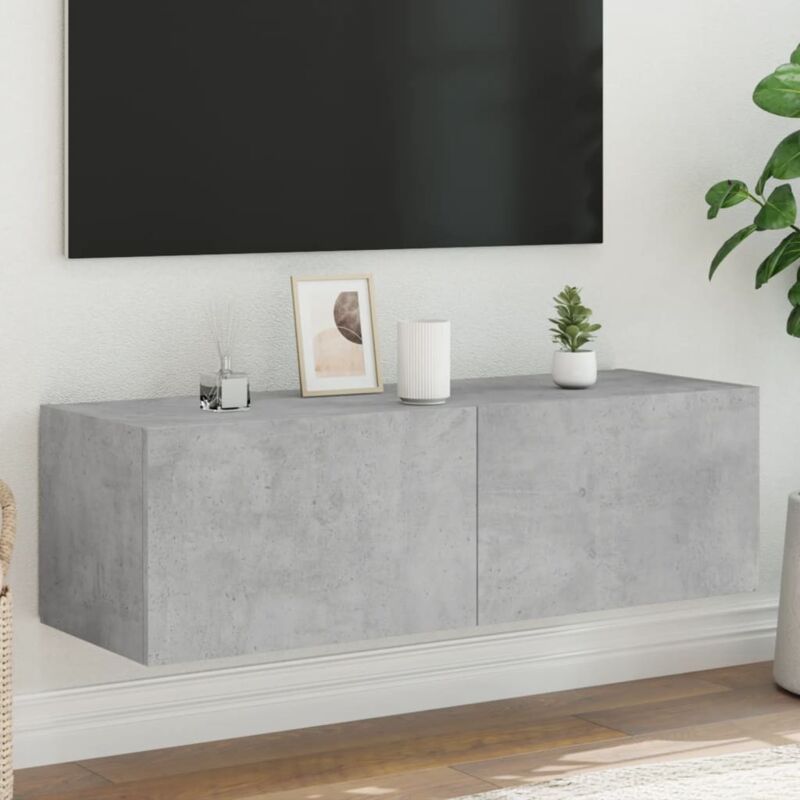 foto del prodotto vidaxl mobile tv a parete con luci led grigio cemento 100x35x31 cm