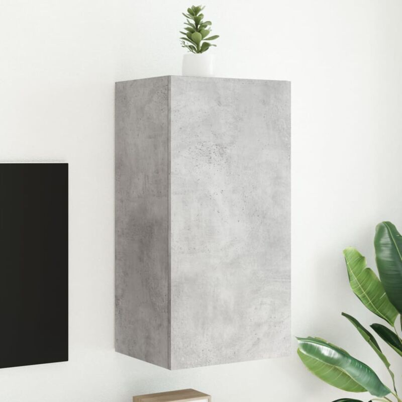 foto del prodotto vidaxl mobile tv a parete con luci led grigio cemento 40,5x35x80 cm