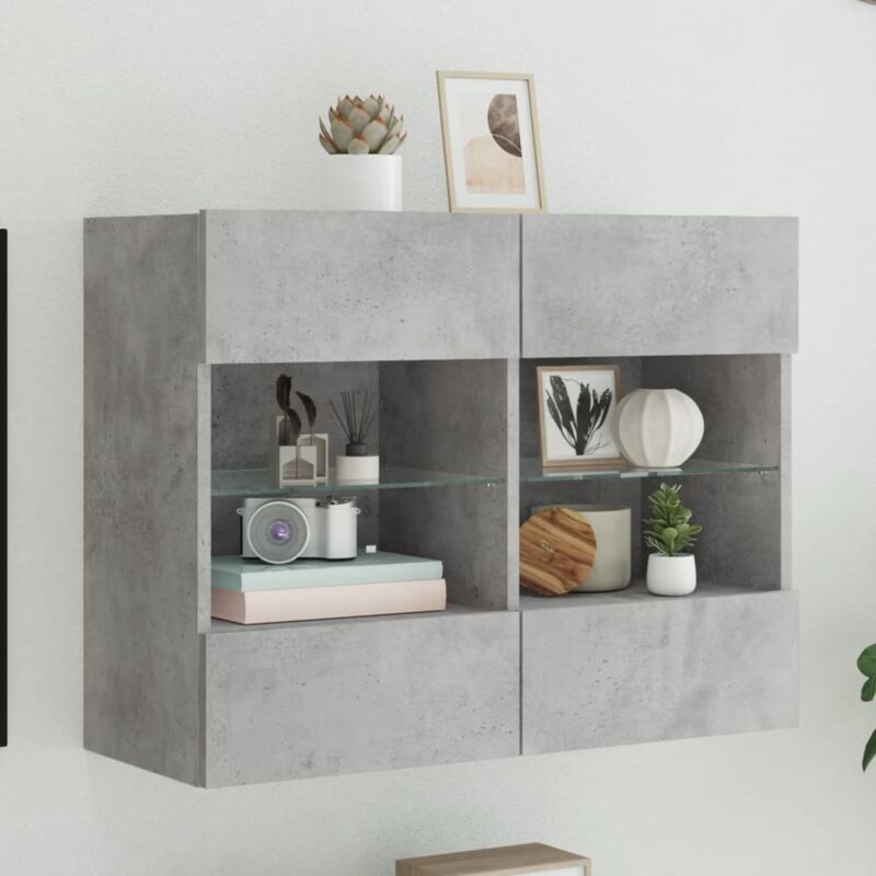 foto del prodotto vidaxl mobile tv a parete con luci led grigio cemento 78,5x30x60,5 cm