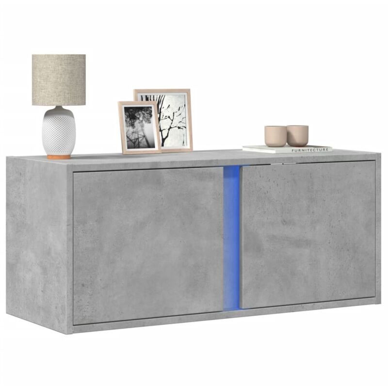 foto del prodotto vidaxl mobile tv a parete con luci led grigio cemento 80x31x35 cm