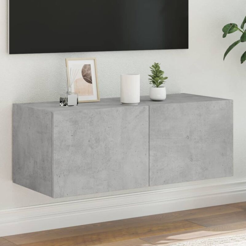 foto del prodotto vidaxl mobile tv a parete con luci led grigio cemento 80x35x31 cm
