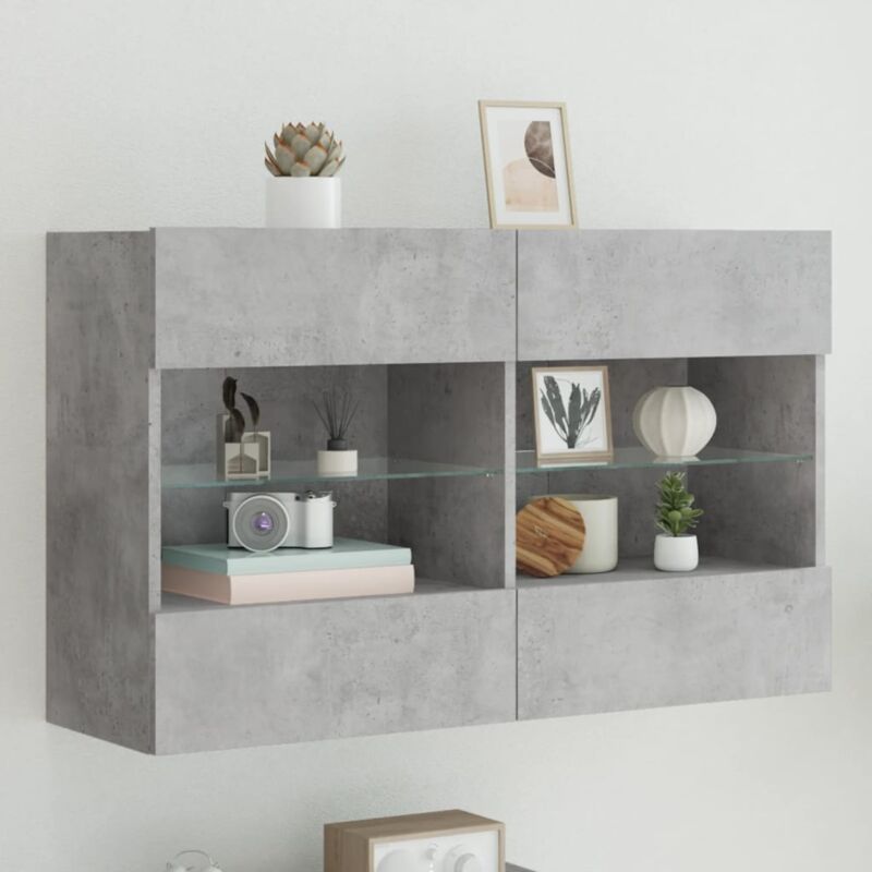 foto del prodotto vidaxl mobile tv a parete con luci led grigio cemento 98,5x30x60,5 cm