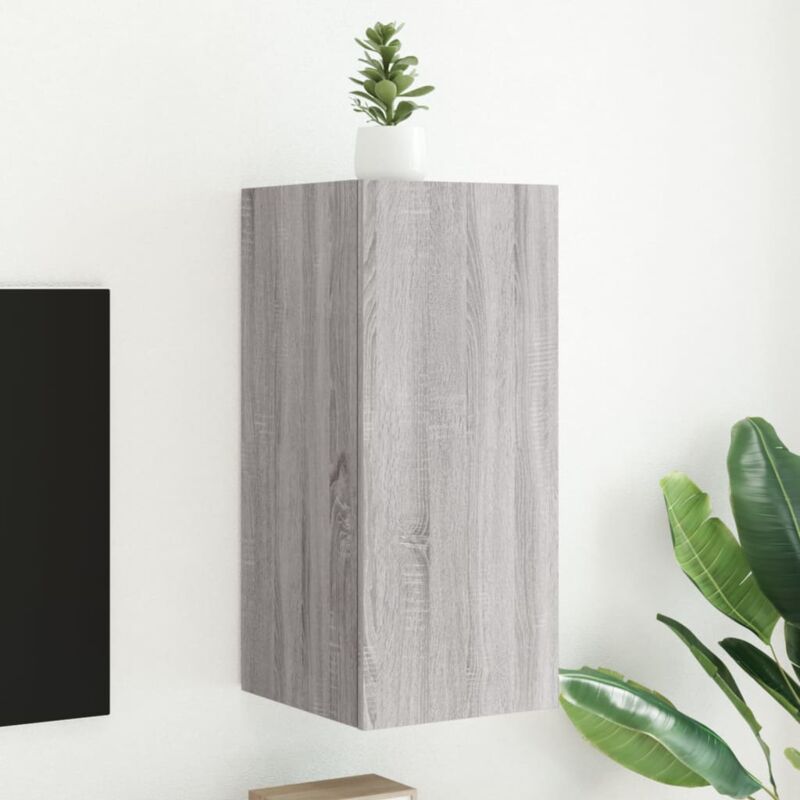 foto del prodotto vidaxl mobile tv a parete con luci led grigio sonoma 30,5x35x70 cm