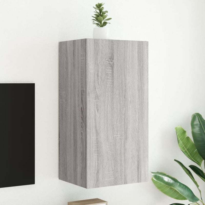foto del prodotto vidaxl mobile tv a parete con luci led grigio sonoma 40,5x35x80 cm
