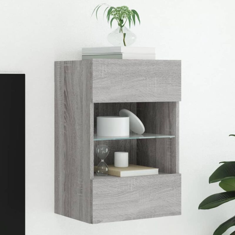 foto del prodotto vidaxl mobile tv a parete con luci led grigio sonoma 40x30x60,5 cm