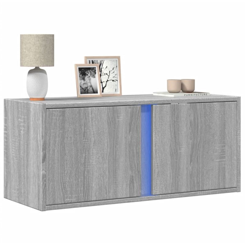 foto del prodotto vidaxl mobile tv a parete con luci led grigio sonoma 80x31x35 cm