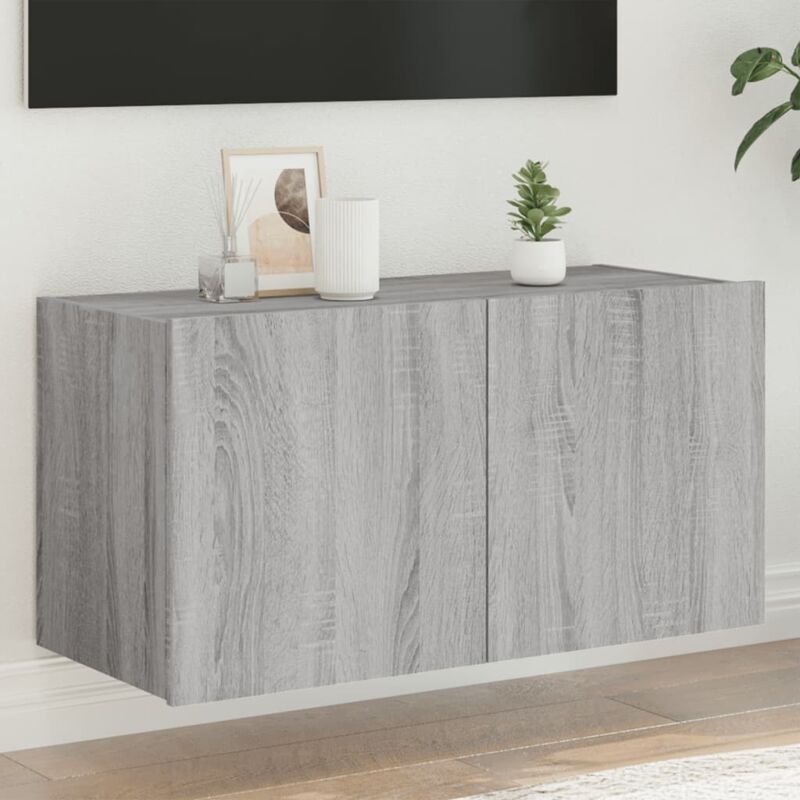 foto del prodotto vidaxl mobile tv a parete con luci led grigio sonoma 80x35x41 cm