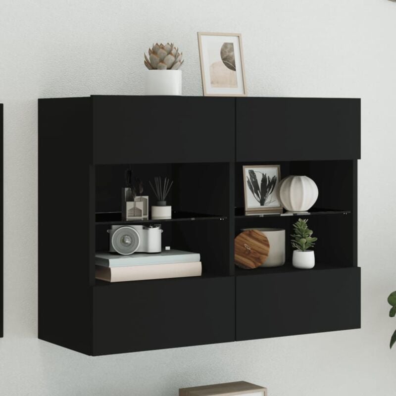foto del prodotto vidaxl mobile tv a parete con luci led nero 78,5x30x60,5 cm