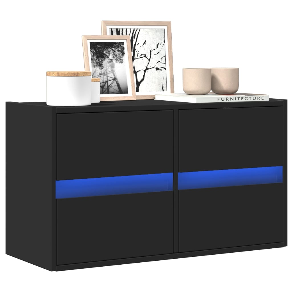 foto del prodotto vidaxl mobile tv a parete con luci led nero 80x31x45 cm