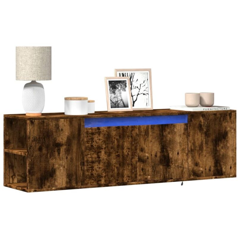 foto del prodotto vidaxl mobile tv a parete con luci led rovere fumo 135x31x39,5 cm