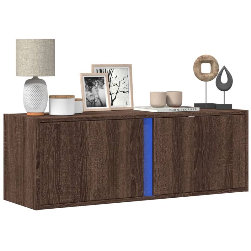 foto del prodotto vidaxl mobile tv a parete con luci led rovere marrone 100x31x35 cm