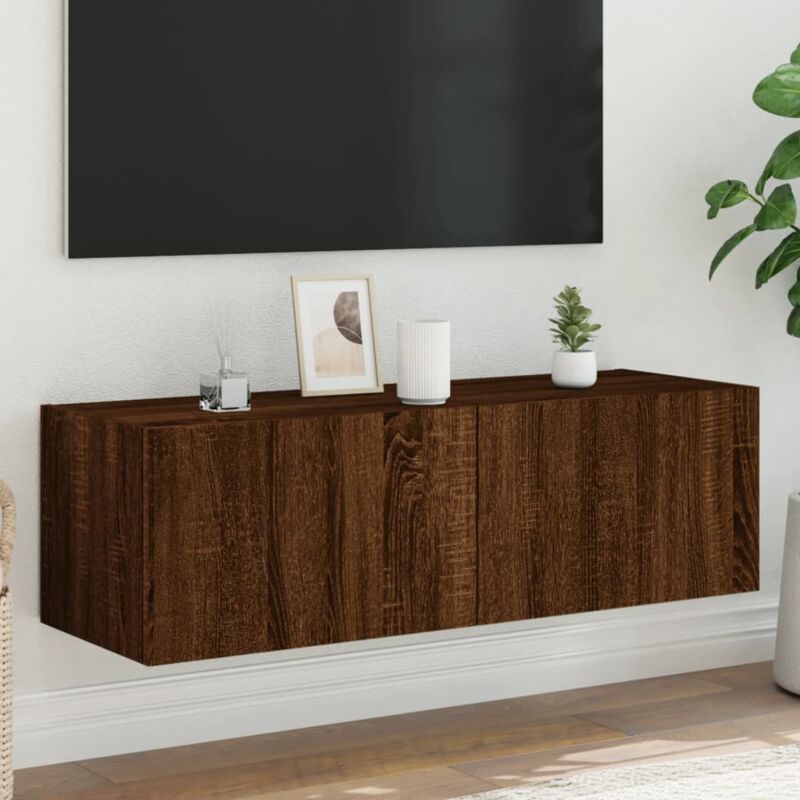 foto del prodotto vidaxl mobile tv a parete con luci led rovere marrone 100x35x31 cm