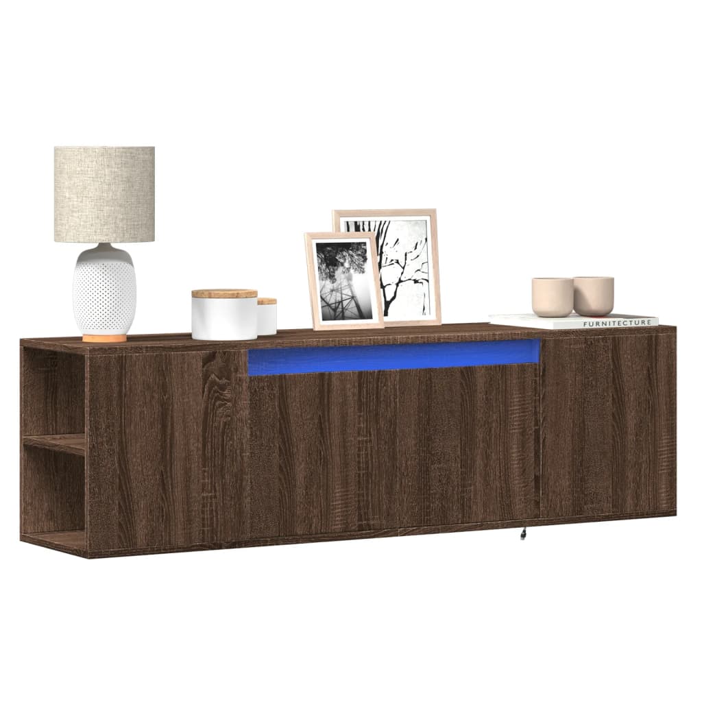 foto del prodotto vidaxl mobile tv a parete con luci led rovere marrone 135x31x39,5 cm