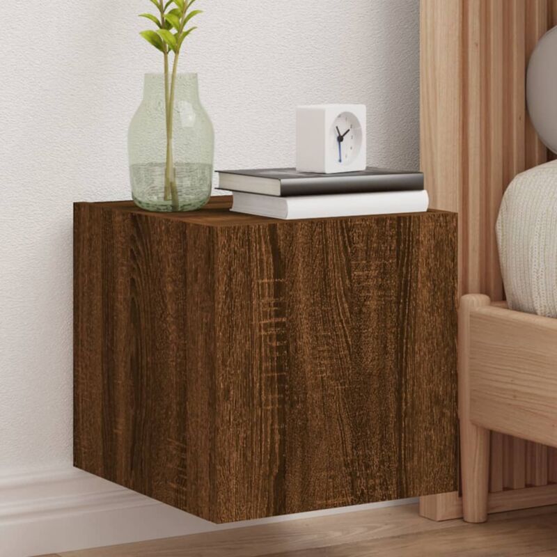 foto del prodotto vidaxl mobile tv a parete con luci led rovere marrone 30,5x35x30 cm