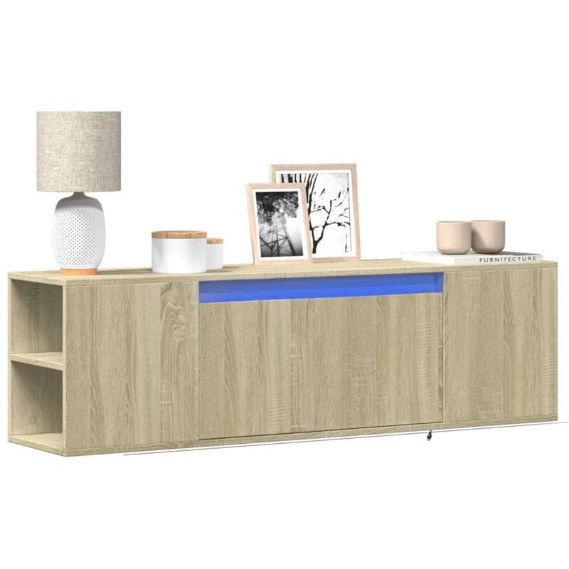 foto del prodotto vidaxl mobile tv a parete con luci led rovere sonoma 135x31x39,5 cm