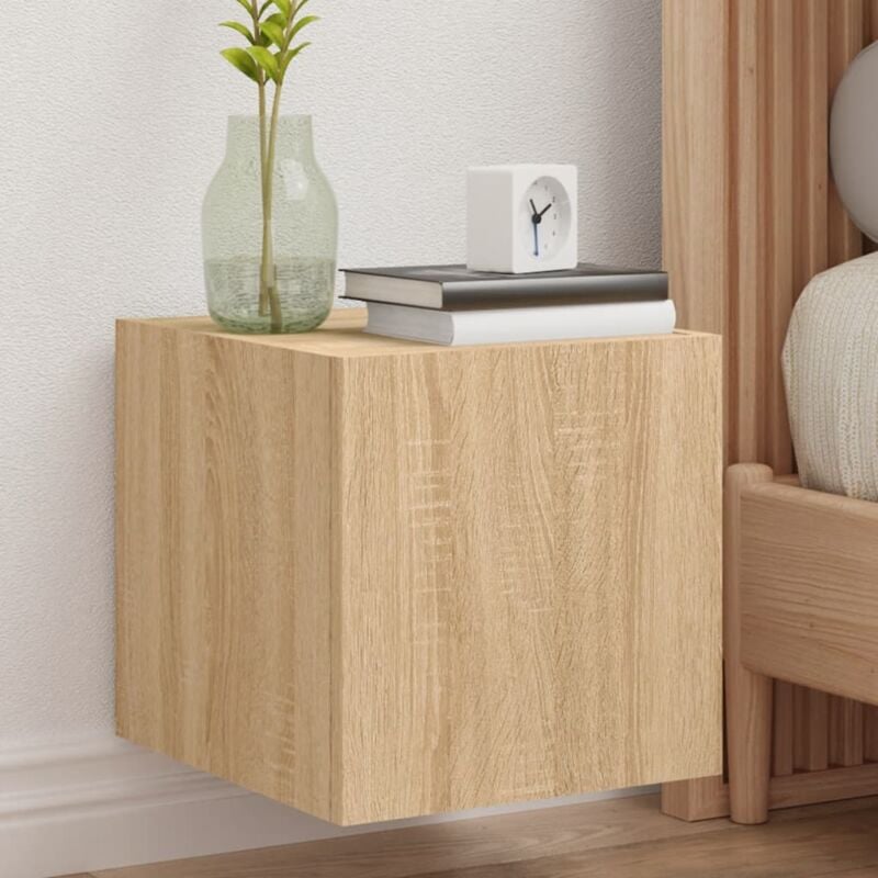 foto del prodotto vidaxl mobile tv a parete con luci led rovere sonoma 30,5x35x80 cm