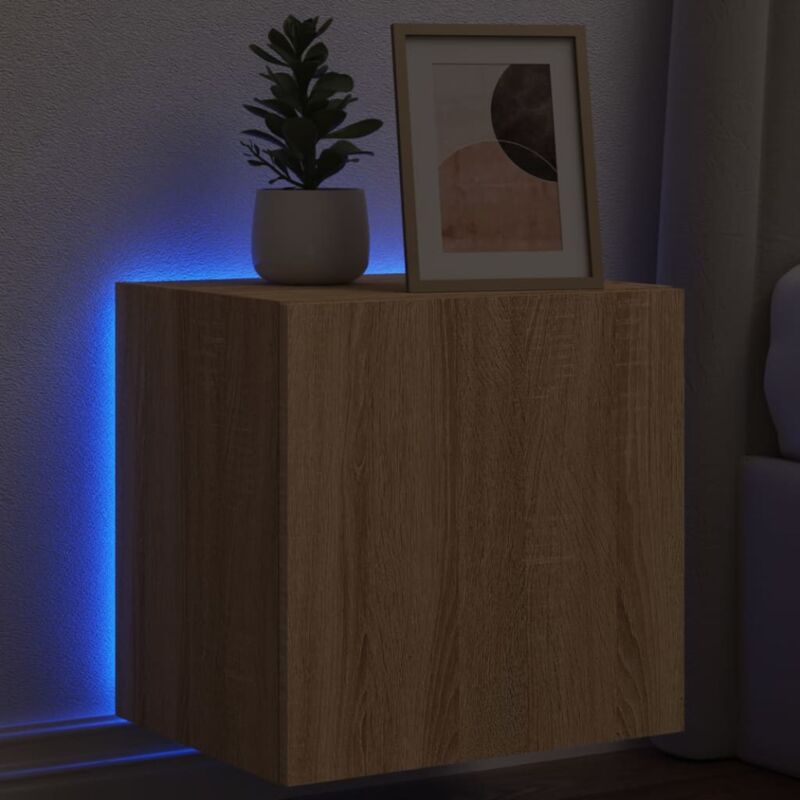 foto del prodotto vidaxl mobile tv a parete con luci led rovere sonoma 40,5x35x40 cm