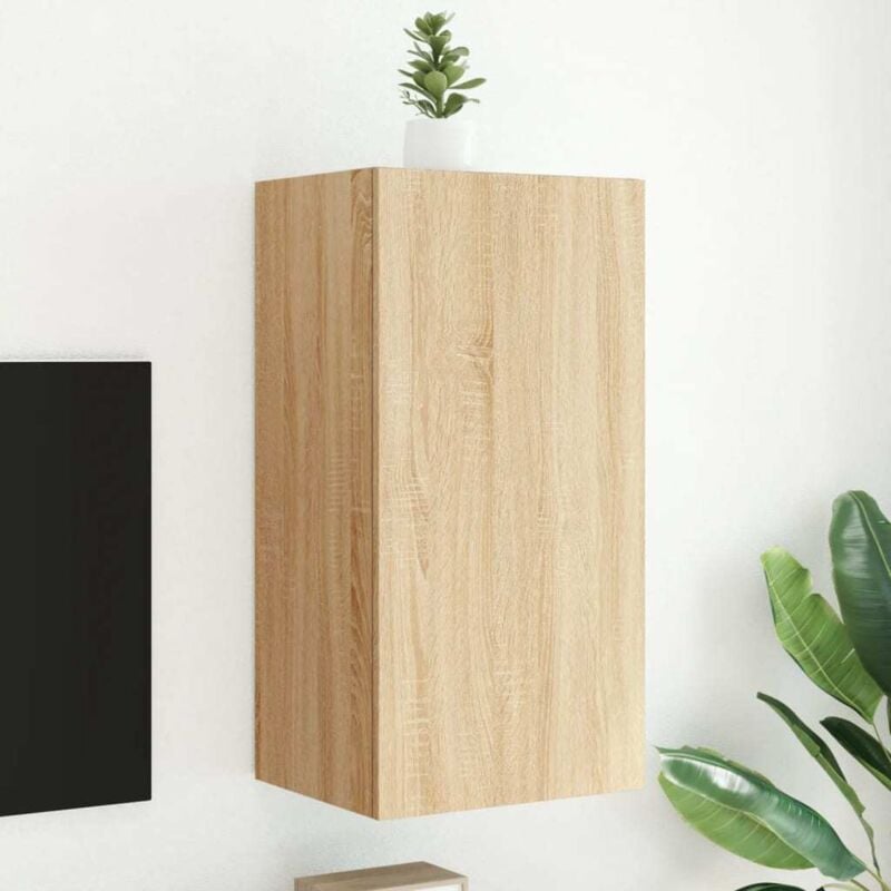 foto del prodotto vidaxl mobile tv a parete con luci led rovere sonoma 40,5x35x80 cm