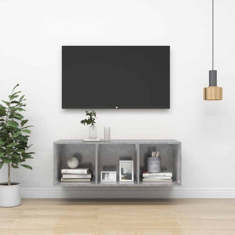 foto del prodotto vidaxl mobile tv a parete grigio cemento 37x37x107cm legno multistrato