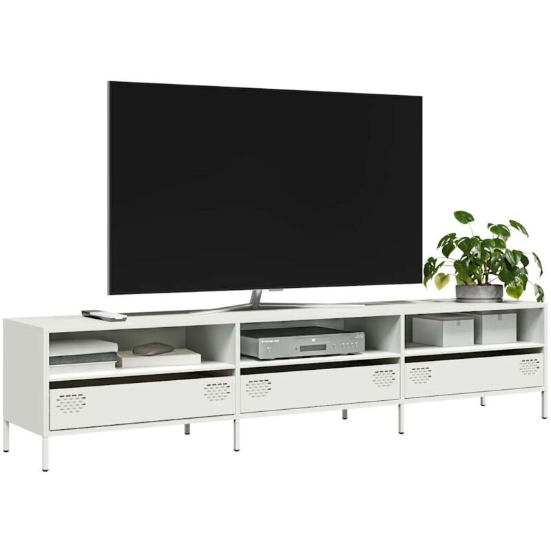 foto del prodotto vidaxl mobile tv bianco 202x39x43,5 cm in acciaio laminato a freddo