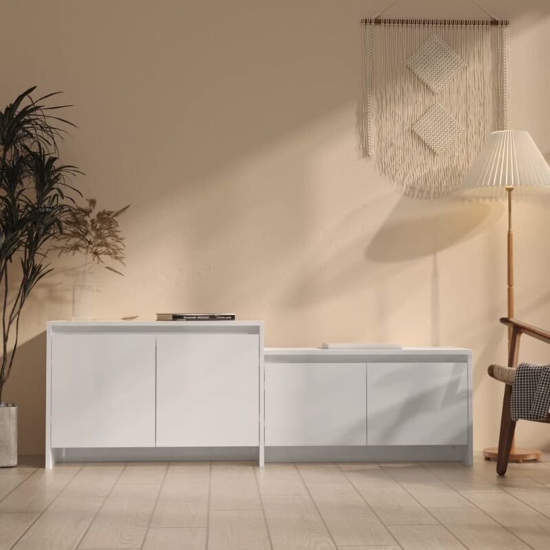 foto del prodotto vidaxl mobile tv bianco lucido 146,5x35x50 cm in truciolato 240976