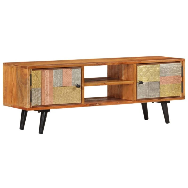 foto del prodotto vidaxl mobile tv con ante 112x30x40cm legno massello acacia e metallo