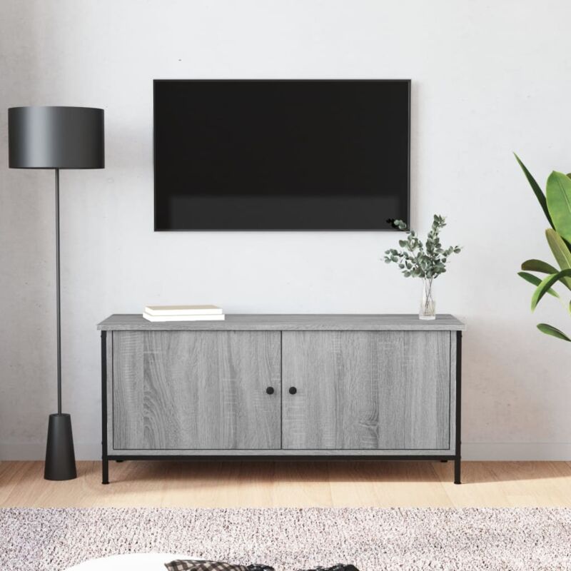 foto del prodotto vidaxl mobile tv con ante grigio sonoma 102x35x45 cm legno multistrato