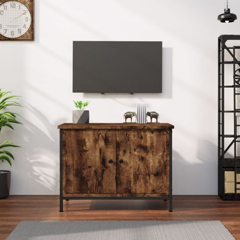 foto del prodotto vidaxl - mobile tv con ante rovere fumo 60x35x45 cm in legno multistrato