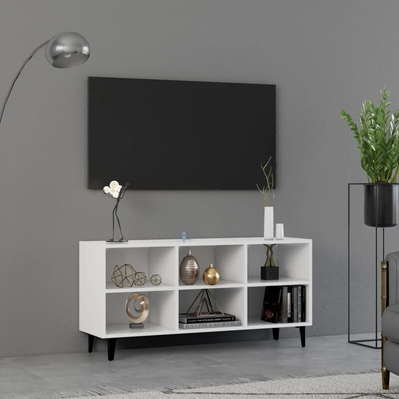 foto del prodotto vidaxl mobile tv con gambe in metallo bianco 103,5x30x50 cm