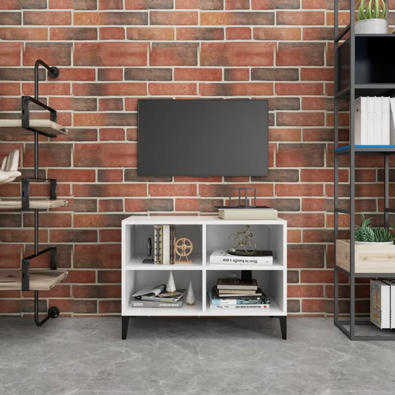foto del prodotto vidaxl mobile tv con gambe in metallo bianco 69,5x30x50 cm