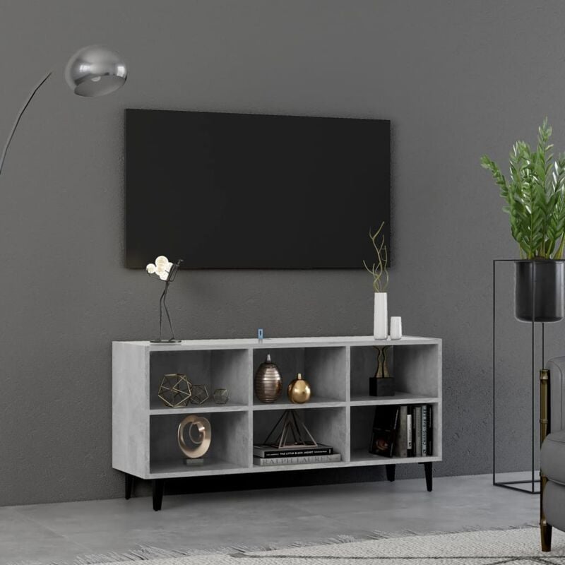 foto del prodotto vidaxl mobile tv con gambe in metallo grigio cemento 103,5x30x50 cm