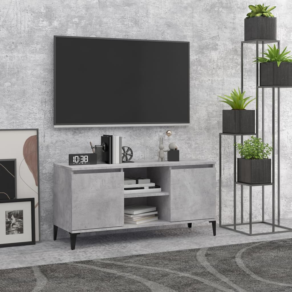 foto del prodotto vidaxl mobile tv con gambe in metallo grigio cemento 103,5x35x50 cm