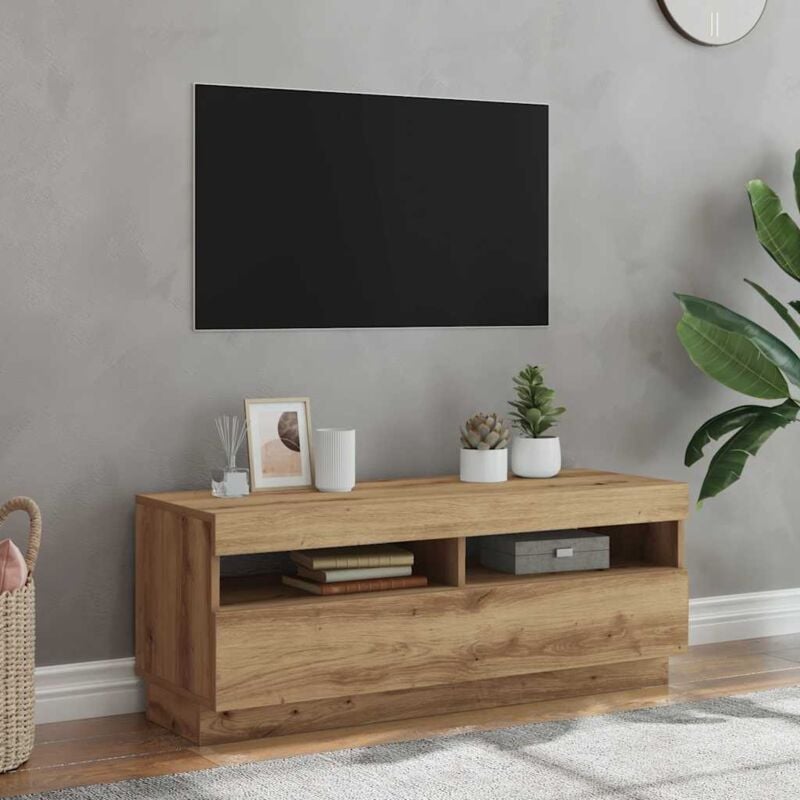 foto del prodotto vidaxl mobile tv con luci led artigianale 100x35x40 cm truciolato