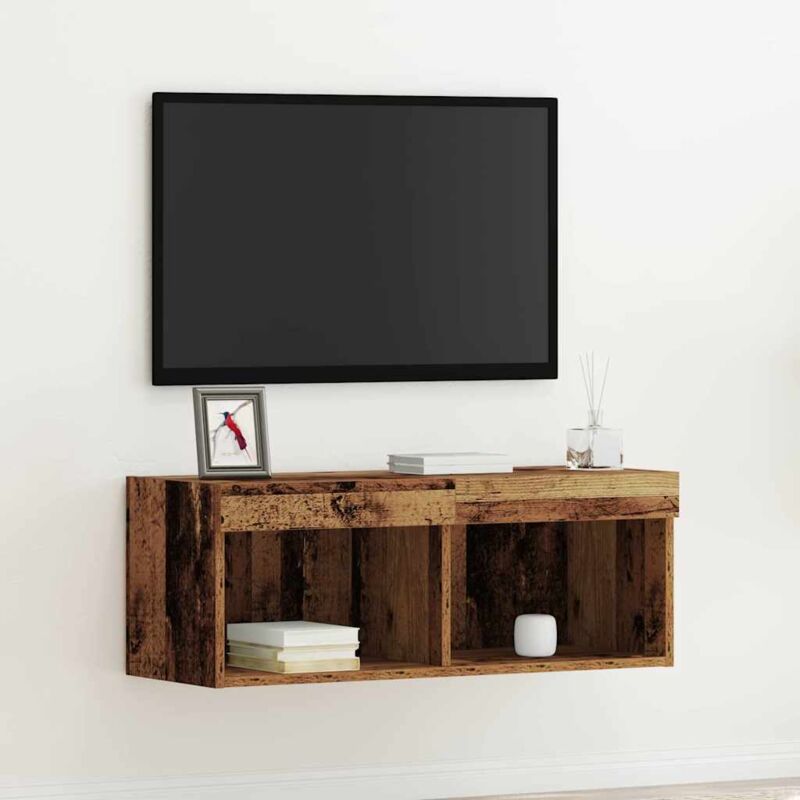foto del prodotto vidaxl mobile tv con luci led in legno vecchio 80x30x30 cm
