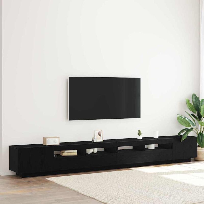 foto del prodotto vidaxl mobile tv con luci led nero rovere 300x35x40 cm in legno ingegnerizzato