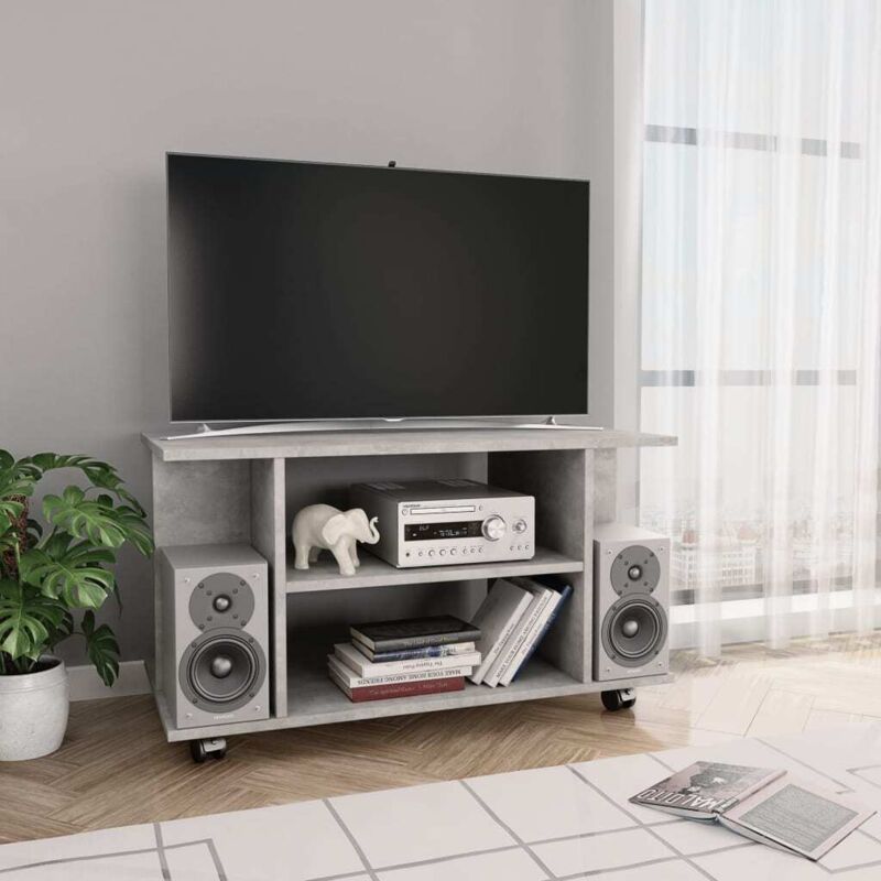 foto del prodotto vidaxl mobile tv con ruote grigio cemento 80x40x45 cm in multistrato