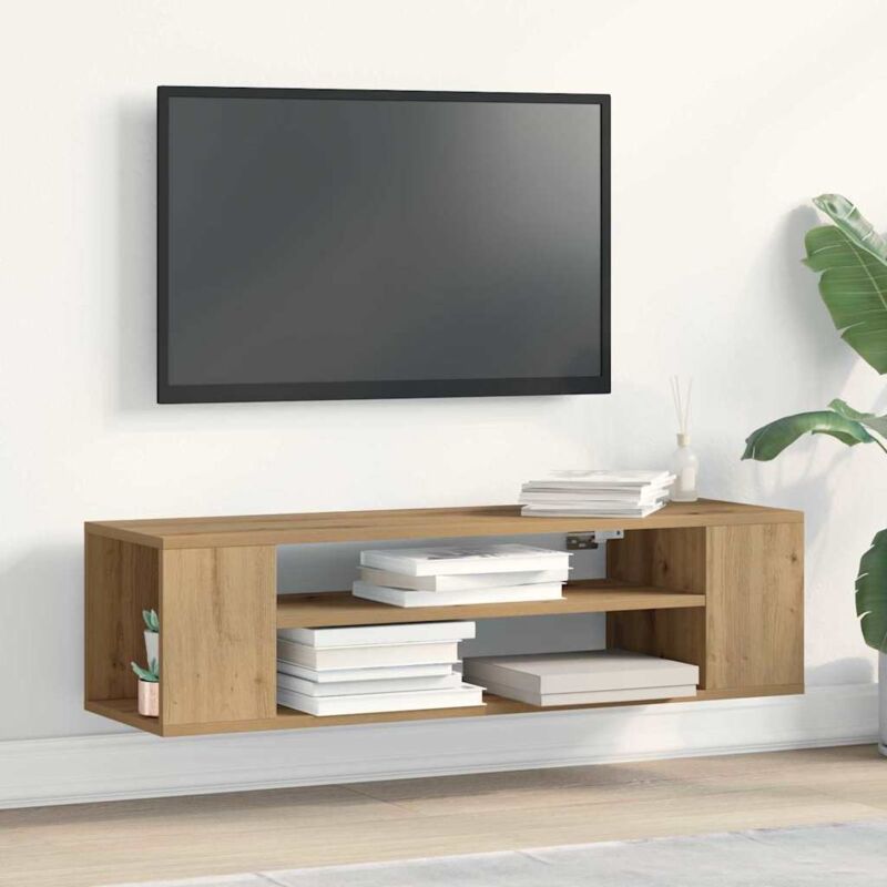 foto del prodotto vidaxl mobile tv da muro in rovere artigianale, 100x30x26,5 cm, in legno ingegnerizzato