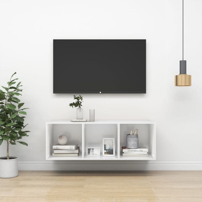 foto del prodotto vidaxl mobile tv da parete bianco 37x37x107 cm in legno multistrato