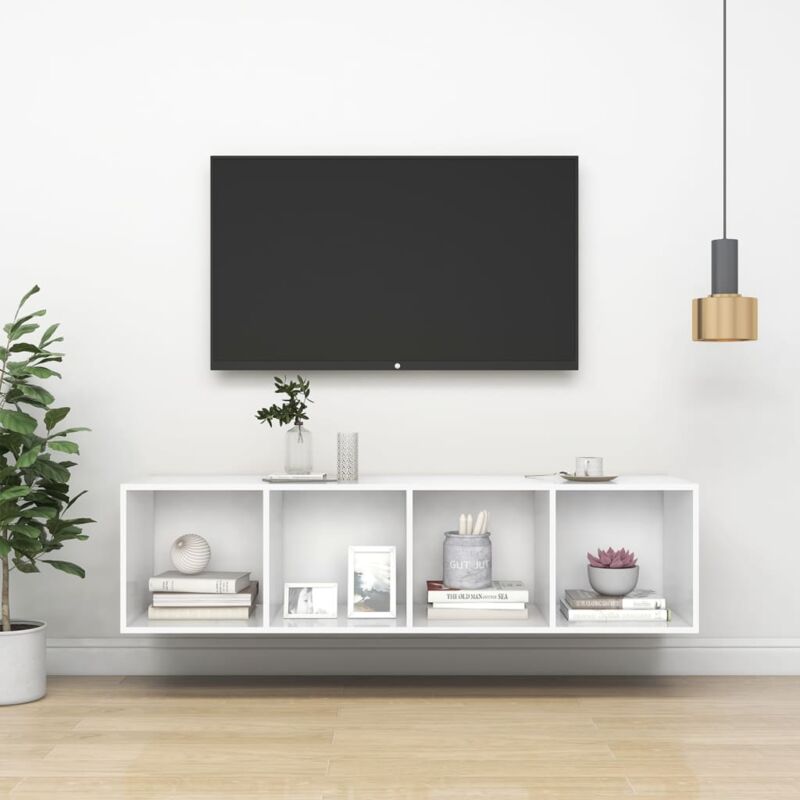 foto del prodotto vidaxl mobile tv da parete bianco 37x37x142,5 cm in legno multistrato