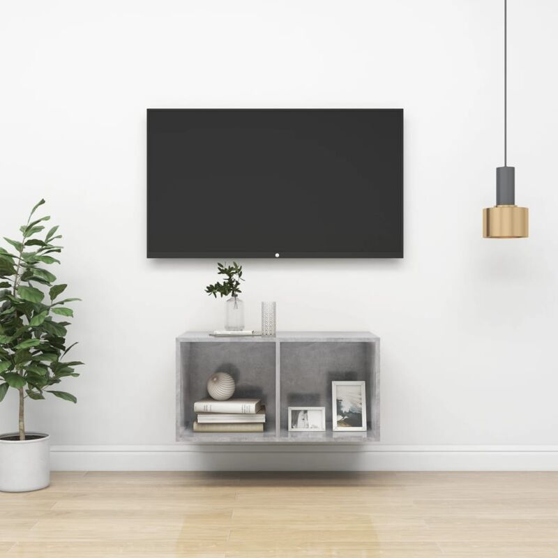 foto del prodotto vidaxl mobile tv da parete grigio cemento 37x37x72cm legno multistrato