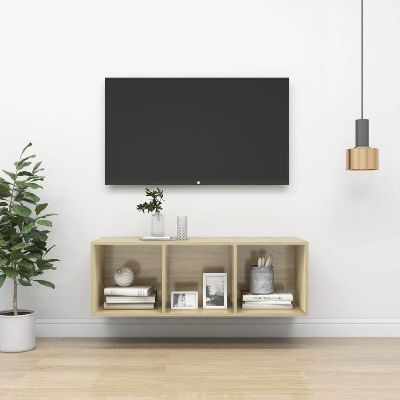 foto del prodotto vidaxl mobile tv da parete rovere sonoma 37x37x107cm legno multistrato