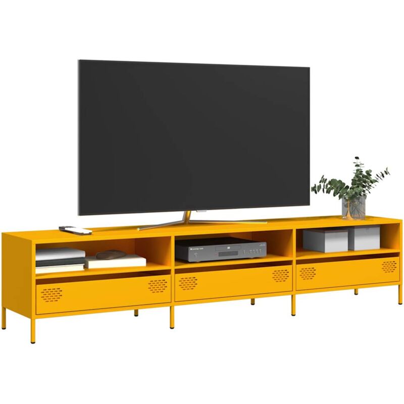foto del prodotto vidaxl mobile tv giallo senape 202x39x43,5cm acciaio laminato a freddo