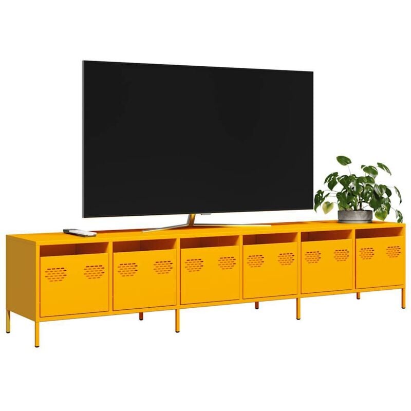 foto del prodotto vidaxl mobile tv giallo senape 202x39x43,5cm acciaio laminato a freddo