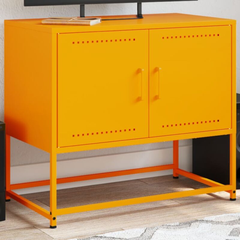 foto del prodotto vidaxl mobile tv giallo senape 68,5x39x60,5 cm in acciaio