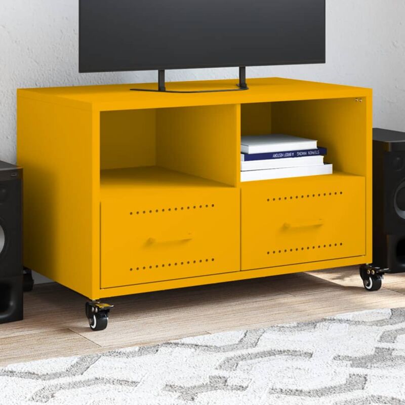 foto del prodotto vidaxl mobile tv giallo senape 68x39x43,5cm acciaio laminato a freddo