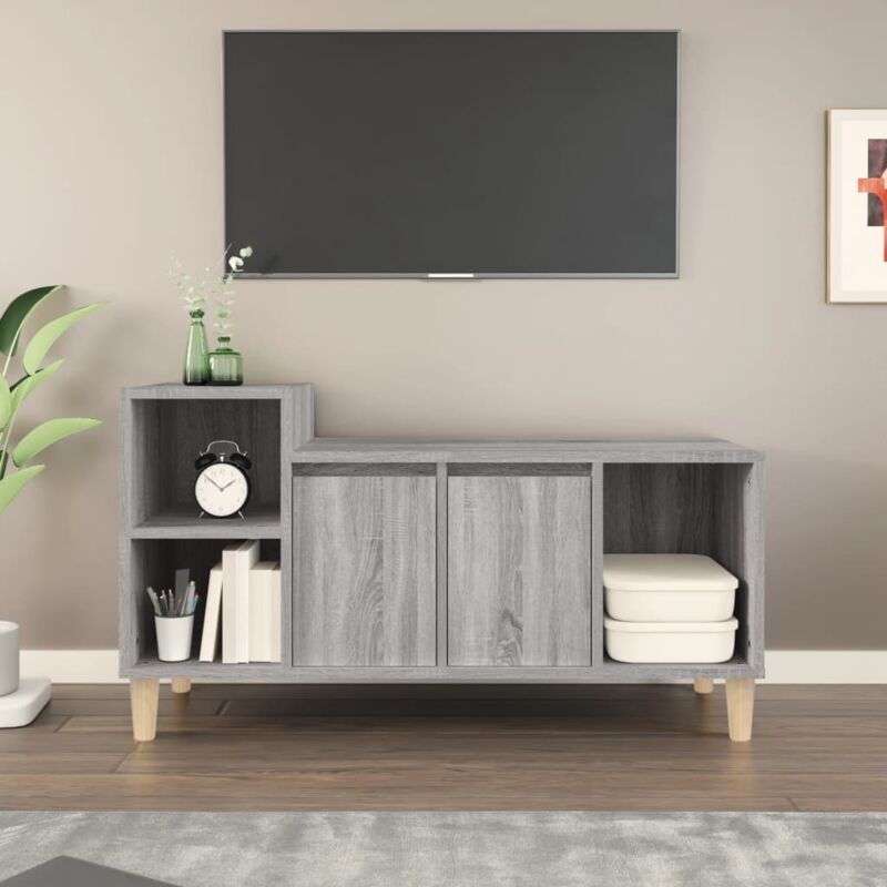 foto del prodotto vidaxl mobile tv grigio sonoma 100x35x55 cm in legno multistrato