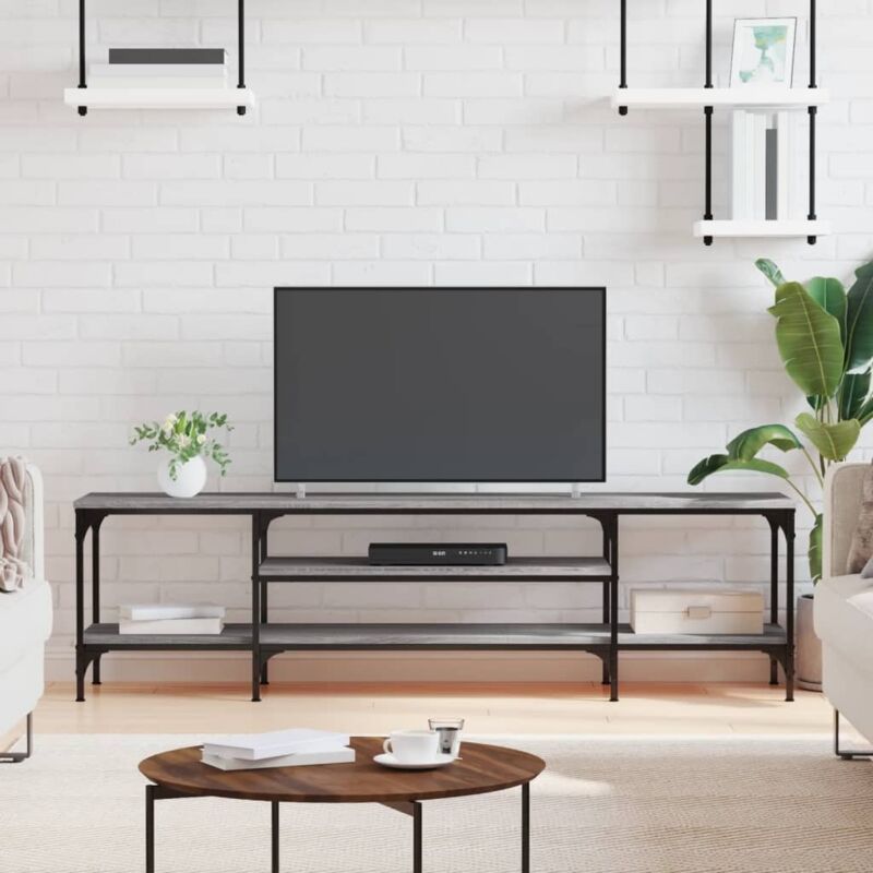 foto del prodotto vidaxl mobile tv grigio sonoma 161x35x45 cm legno multistrato e ferro